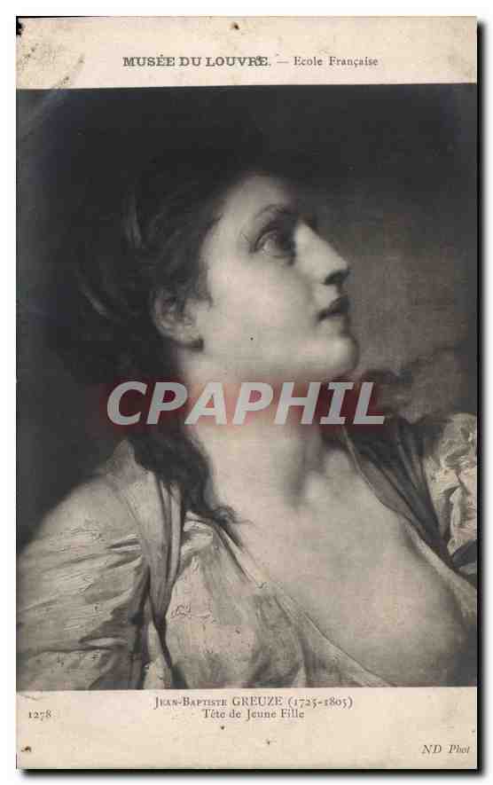 CPA Musee du Louvre Ecole Francaise Jean Baptiste Greuze 1725 1803 Tete de Jeune Fille 