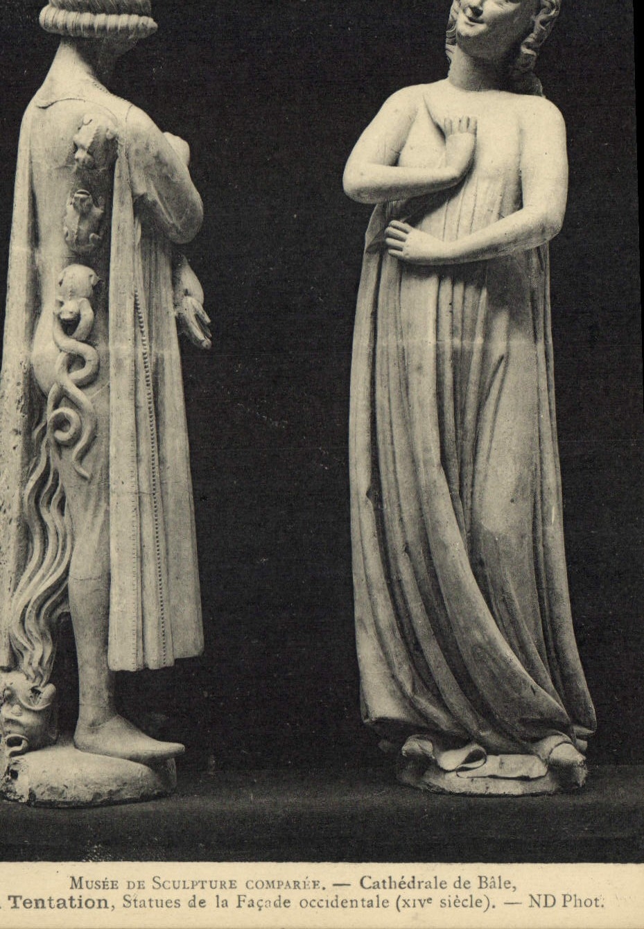 CPA Musee de Sculpture comparee Cathedrale de Bale Tentation Statues de la Facade 