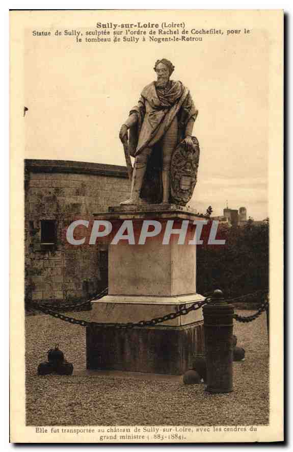 Statue de Sully à Sully-sur-Loire — sculptée par Cocheffiet, pour le tombeau de Sully à Nogent-le-Retrou — éditée par L. Lonormand, Offidas