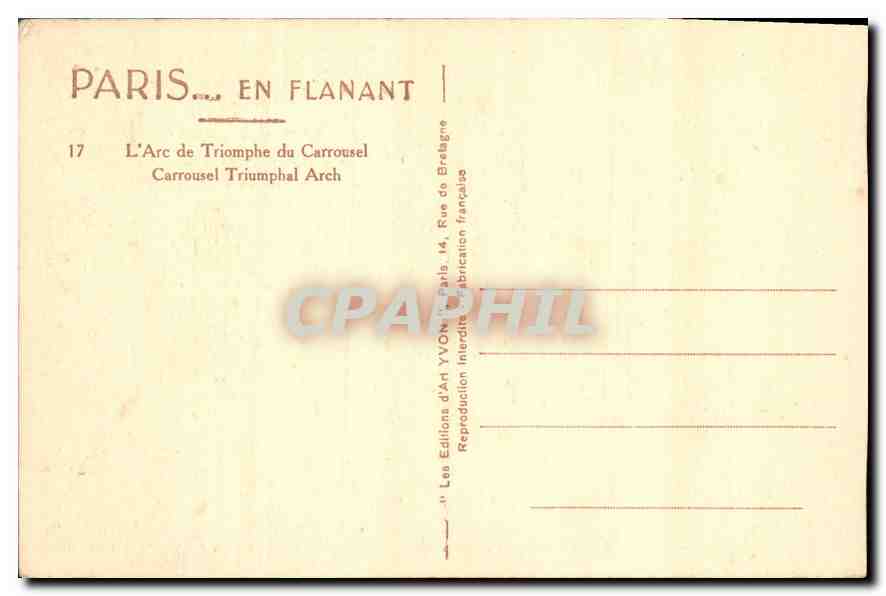 CPA Paris en Flanant L'Arc de Triomphe du Carrousel  — Rückseite