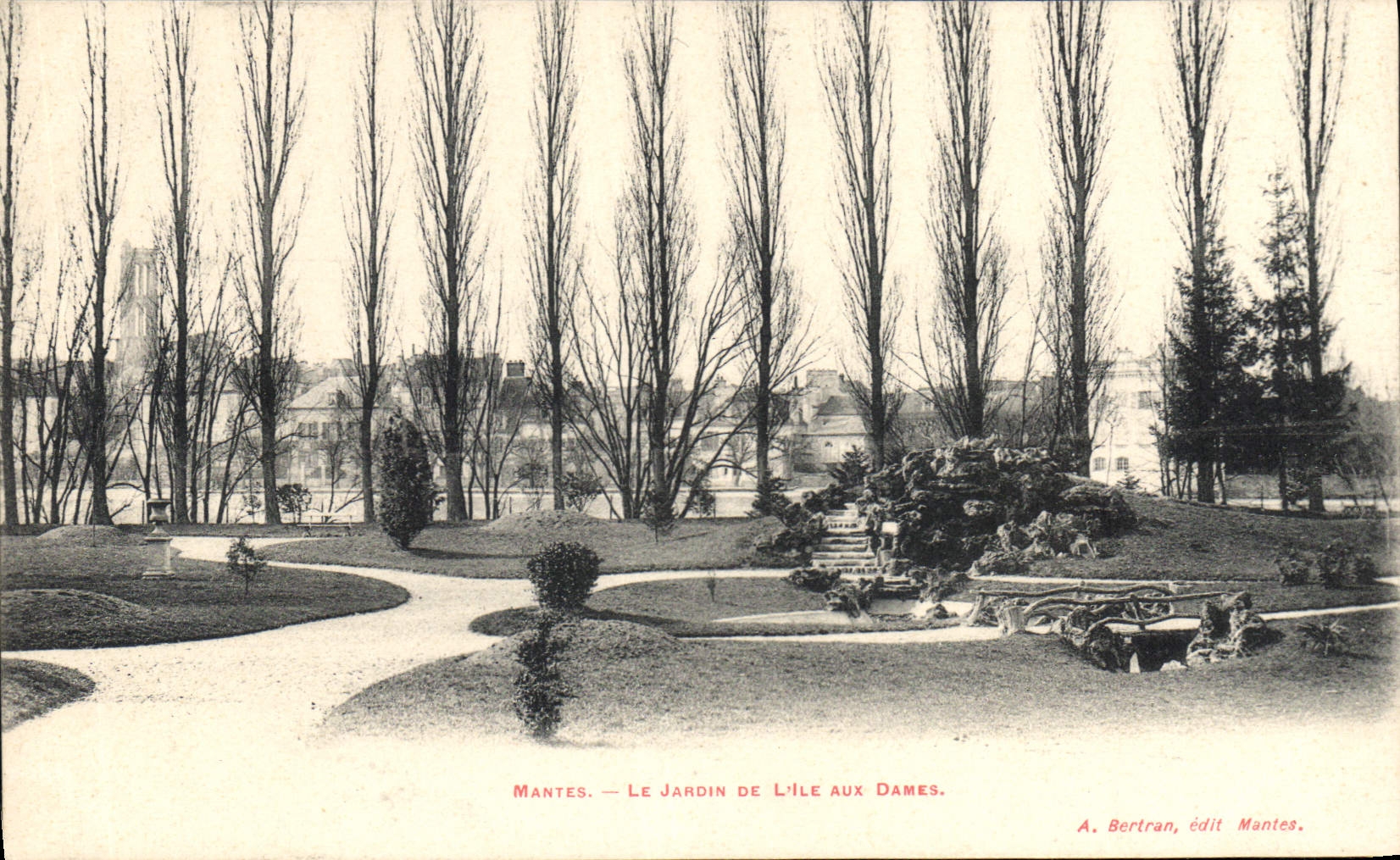 Mantes — Le Jardin de l'Île aux Dames — A. Bertran, édit Mantes