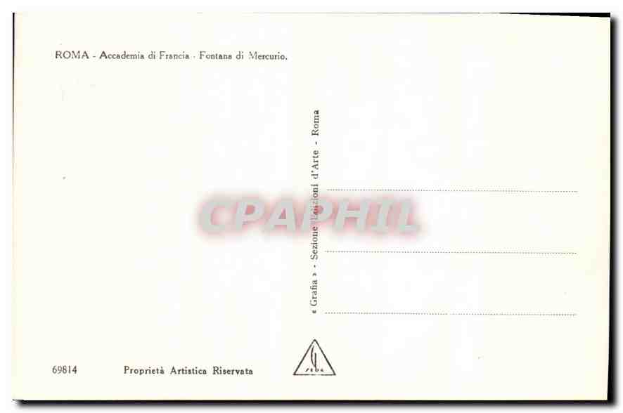 CPA Roma Accademia di Francia Fontana di Mercurio  — Rückseite