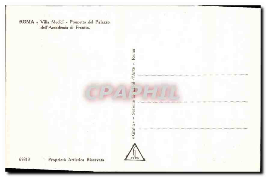 CPA Roma Villa Medici Prospetto del Palazzo dell'Accademia di Francia  — Rückseite