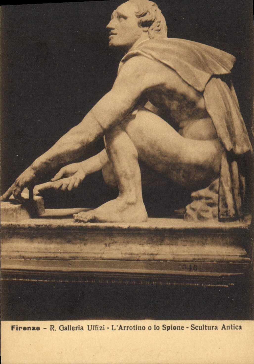 CPA Firenze R Galleria Uffizi l'Arrotino O lo Spione Scultura Antica 