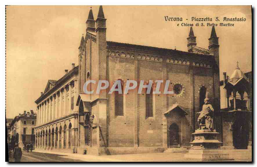CPA Verona Piazzetta S Anastasio Chiesa Di S Pietro Martire 