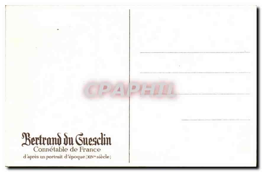 CPA Bertrand du Gueschin d'apres un portrait d'epoqie  — Verso