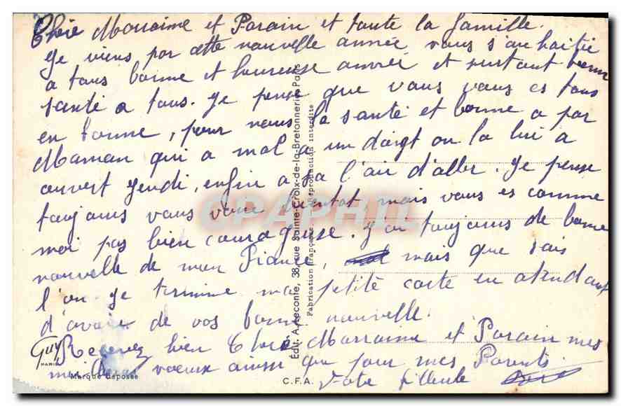 CPA Fantaisie Fleurs Fer a cheval — Rückseite