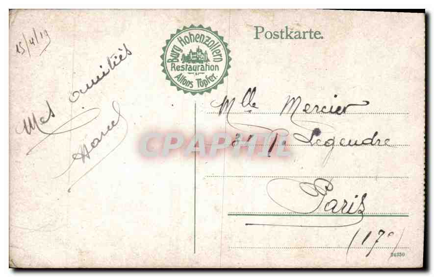 Cpa Die strasse des Freviers — Verso