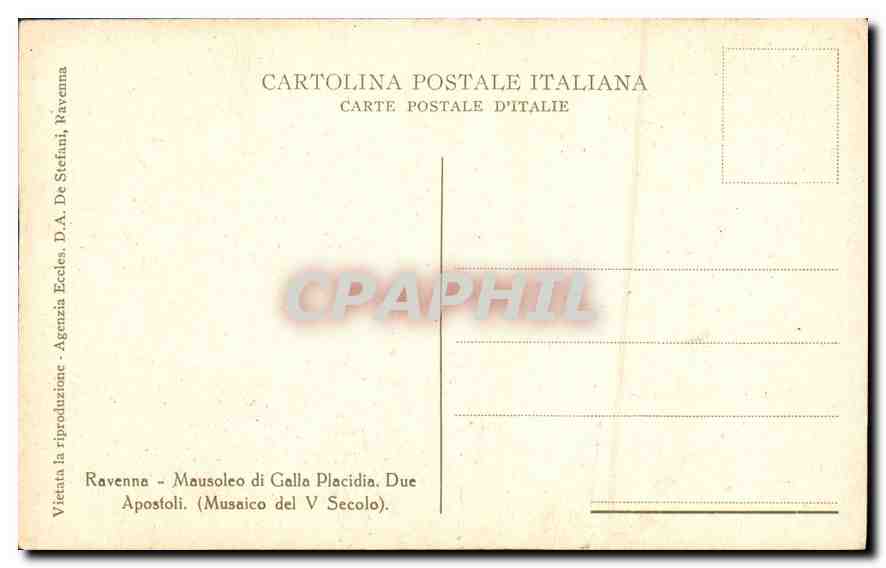 CPA Ravenne Mausoleo di Galla Placidia Due Apostoli Musaico del V Secolo  — Verso