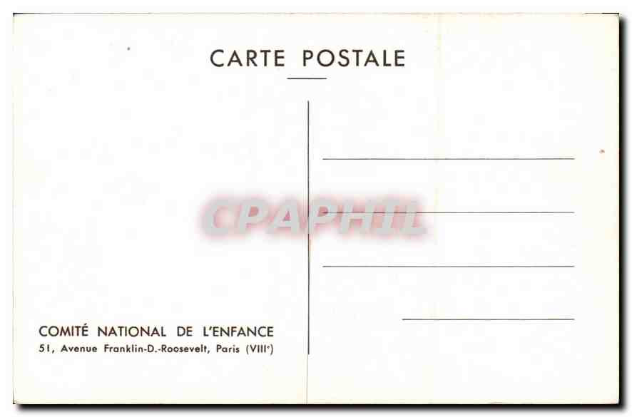 CPA Comite National de l'Enfance Avenue Franklin D Roosvelt Paris M Vigee Lebrun l'Artiste Avec sa F — Verso