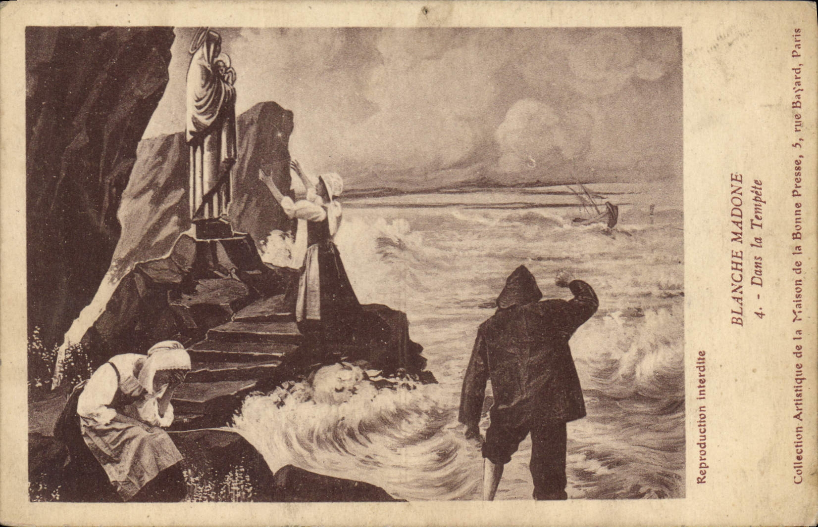 Blanche Madone - Dans la Tempête — Reproduction artistique de la Maison de la Bonne Presse, Paris - Anverso