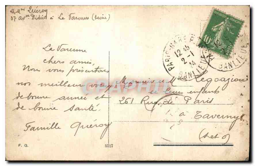 CPA Bonne annee — Rückseite