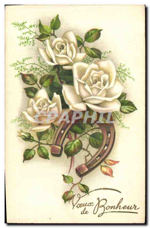 CPA Fantaisie Fleurs Fer a cheval