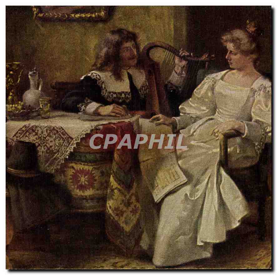 CPA Femme Musique