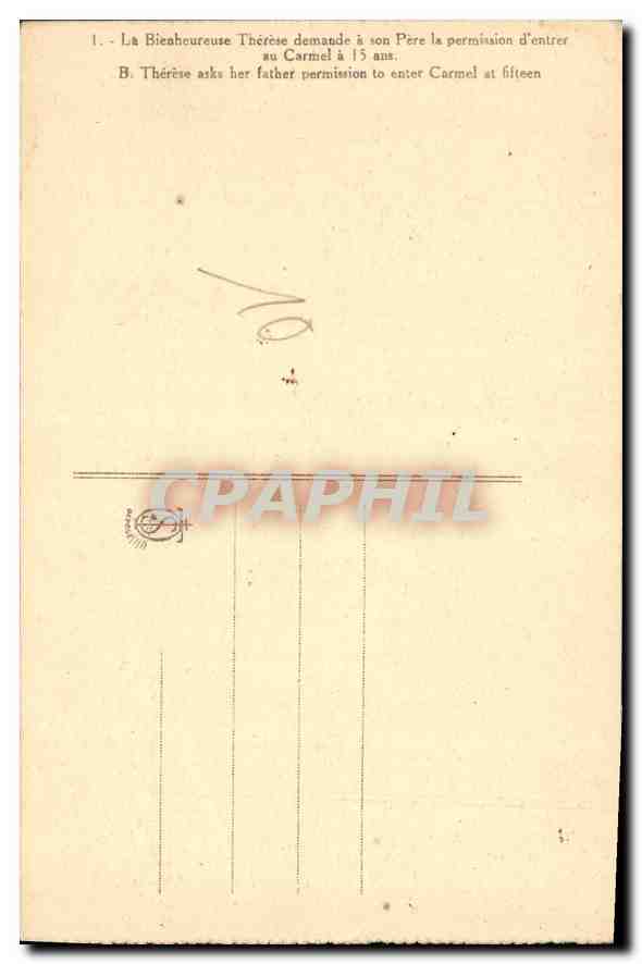 CPA La Bienheureuse Therese demande a son Pere la permission d'entrer su Carmel  — Verso