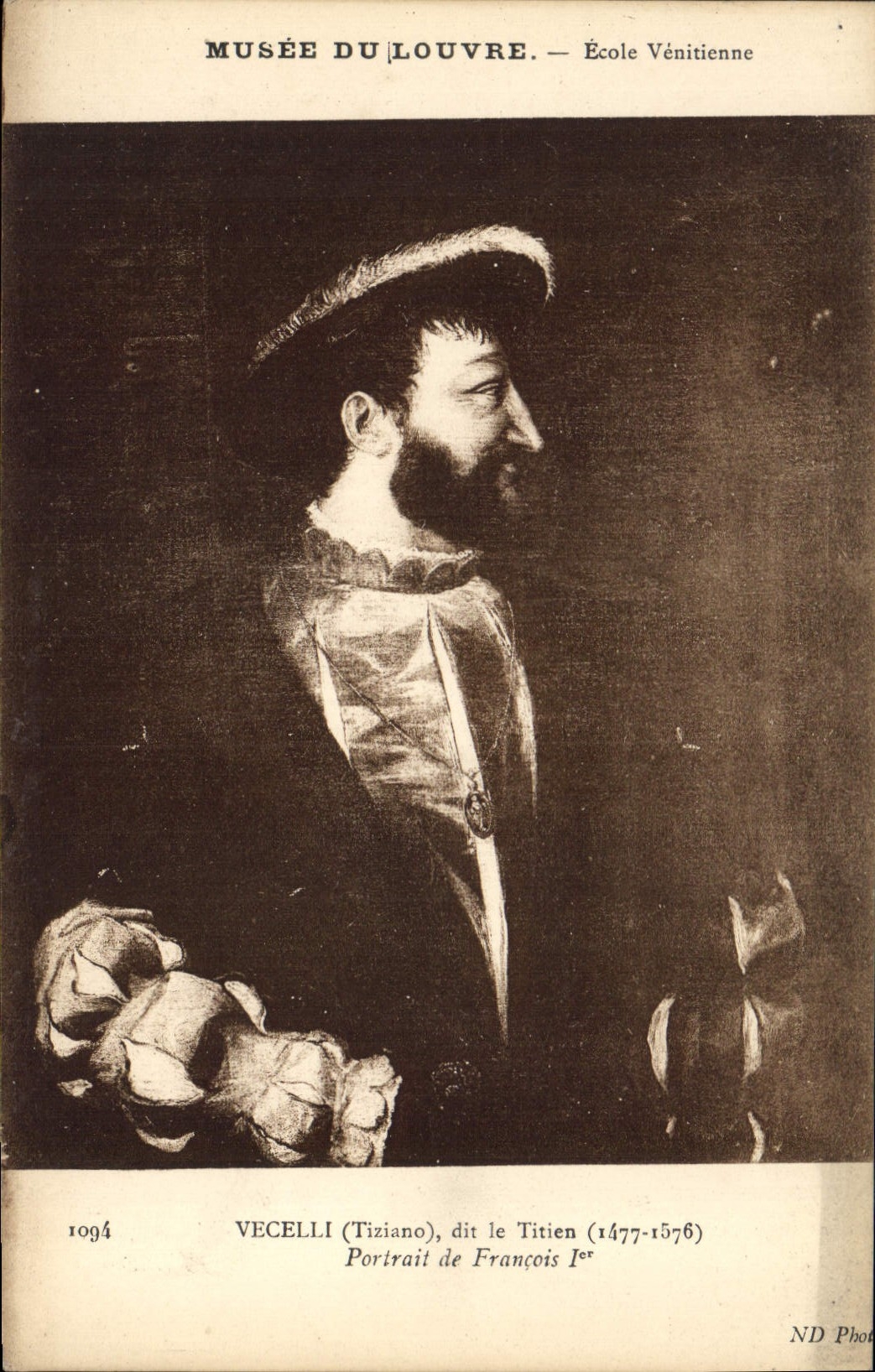 CPA Musee du Louvre Vecelli Tiziano det le Titien Portrait de Fransois I 