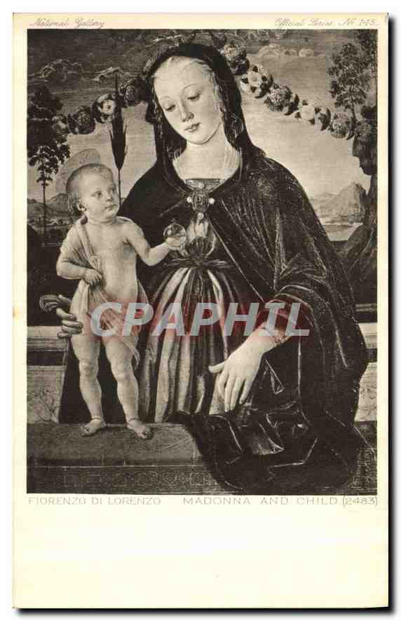 CPA National gallery Florenzo de Lorenzo Maonna and Child 