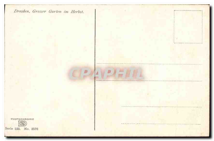 CPA Dresden Grosser Garten im Herost  — Verso