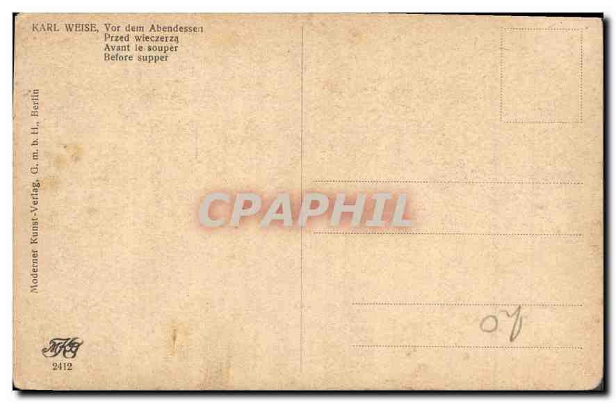 CPA Karl Weise Avant le souper  — Rückseite
