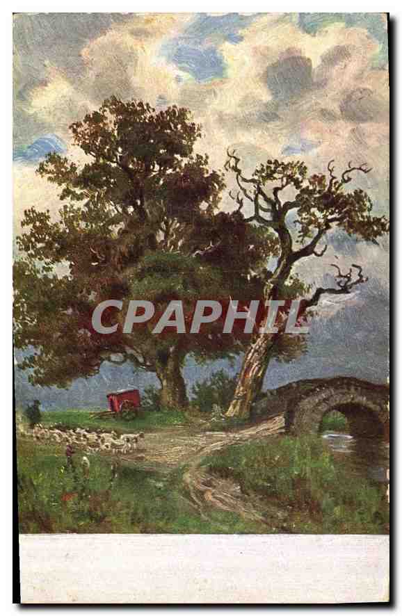Paysage avec arbre et pont — éditeur non visible — série non visible - Anverso