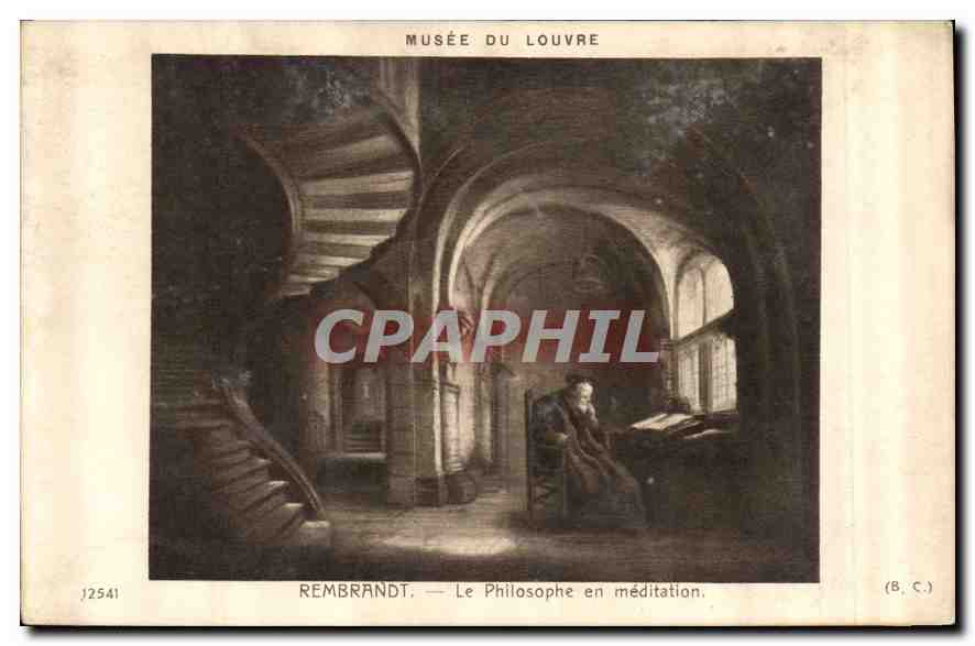 CPA Musee de Louvre Rembrandt Le hilosphe en meditation 