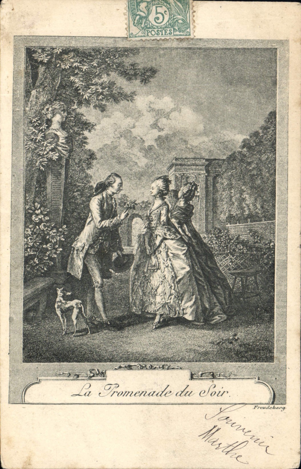 La Promenade du Soir — gravure de Freudeborg — éditeur Cirage Végétal