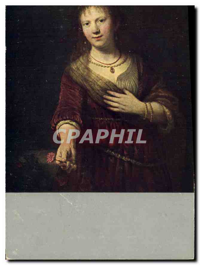 CPA Dresden Rembrandt Saskia mit des rotch Blume 