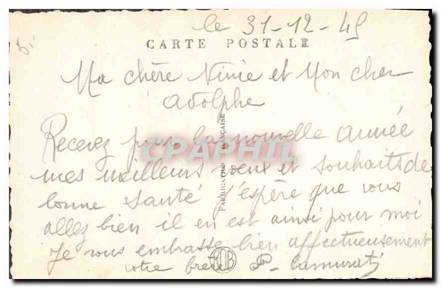 CPA Bonne Annee  — Rückseite