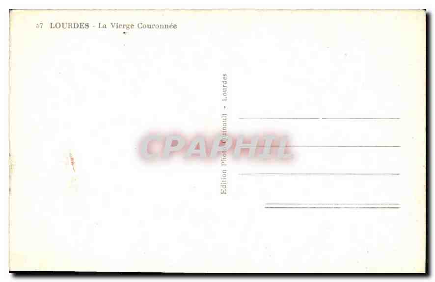 CPA Lourdes La Vierge Cournennee  — Verso