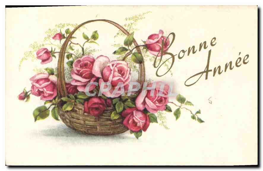 CPA Bonne Annee Fleurs