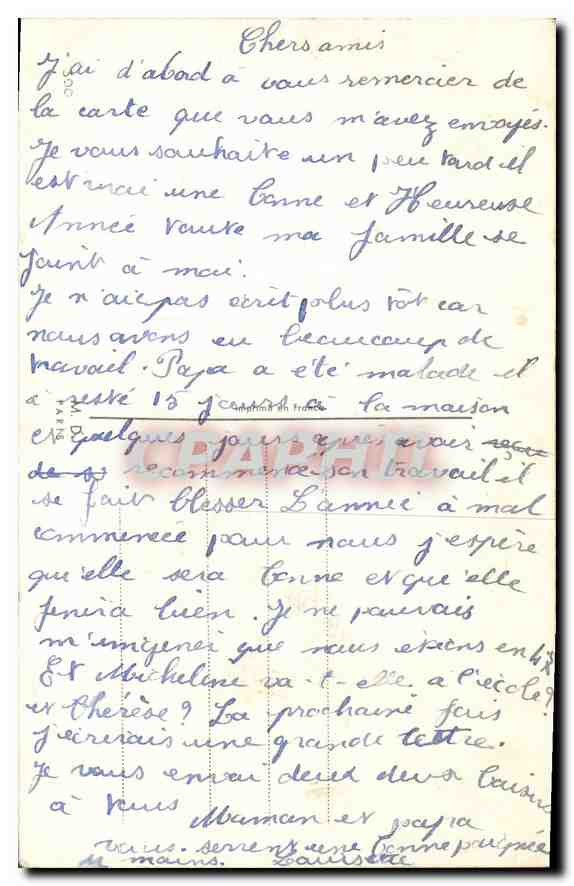 CPA Bonne Annee Fleurs — Rückseite