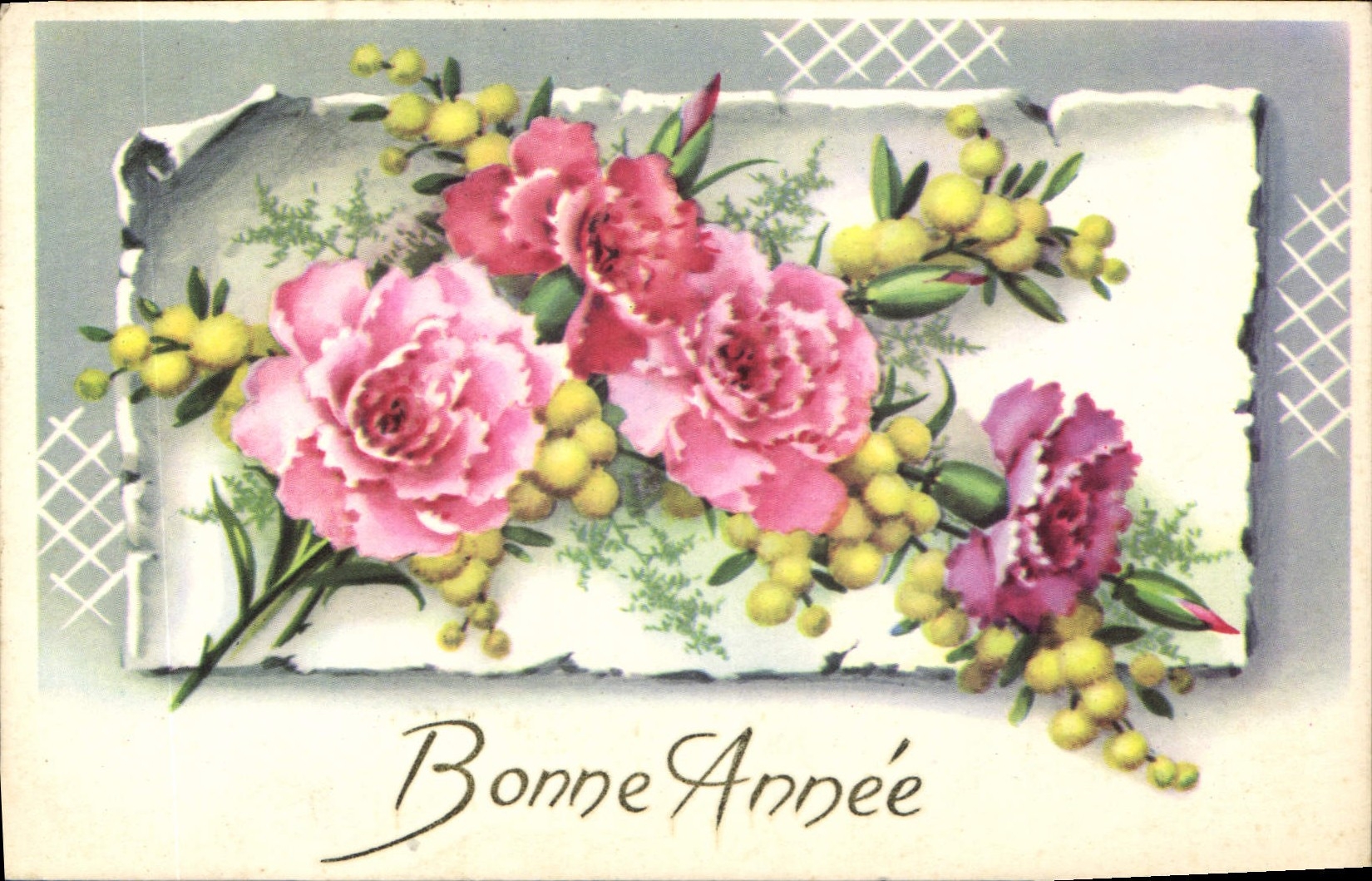 CPA Bonne Annee Fleurs