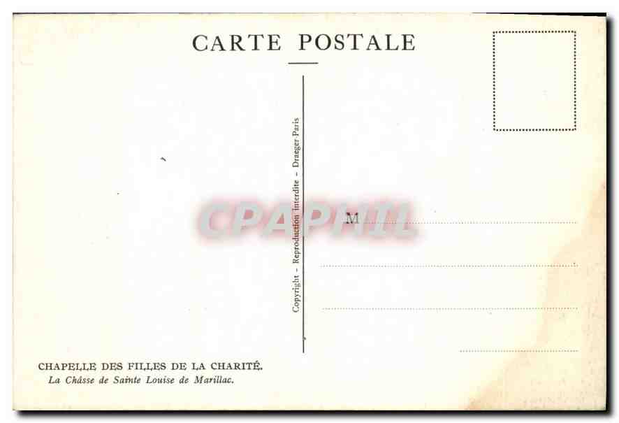 CPA Chapelle des filles de la Charite La Chasse de Sainte Louise de Marillac  — Rückseite