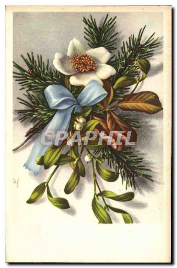 Bouquet de Noël — magnolia, sapin et gui — dessiné par Duf