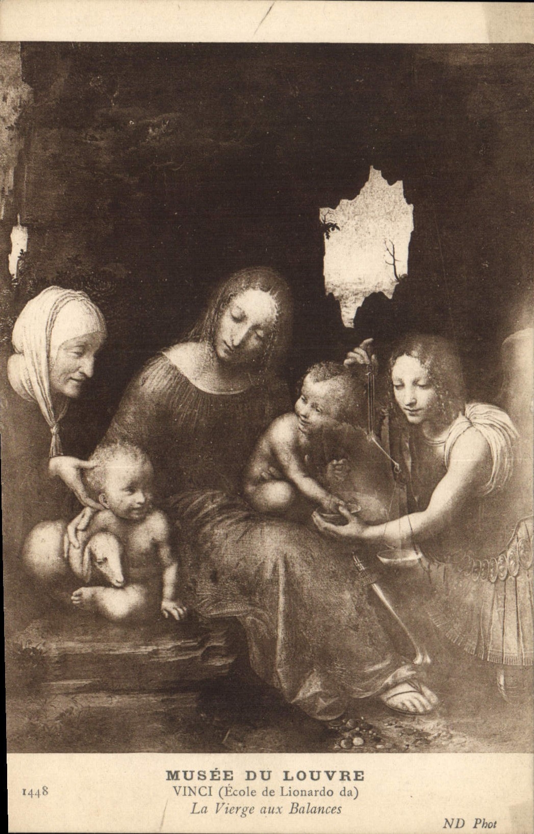 CPA Musee du Louvre Vinci Ecole de Lionardo da La Vierge aux Balances 