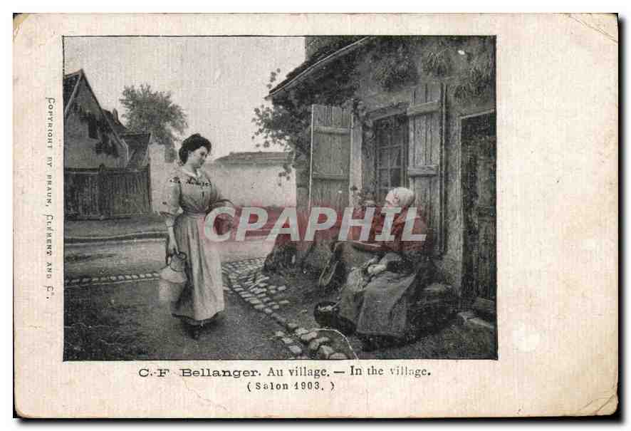 CPA C F Bellanger Au village 