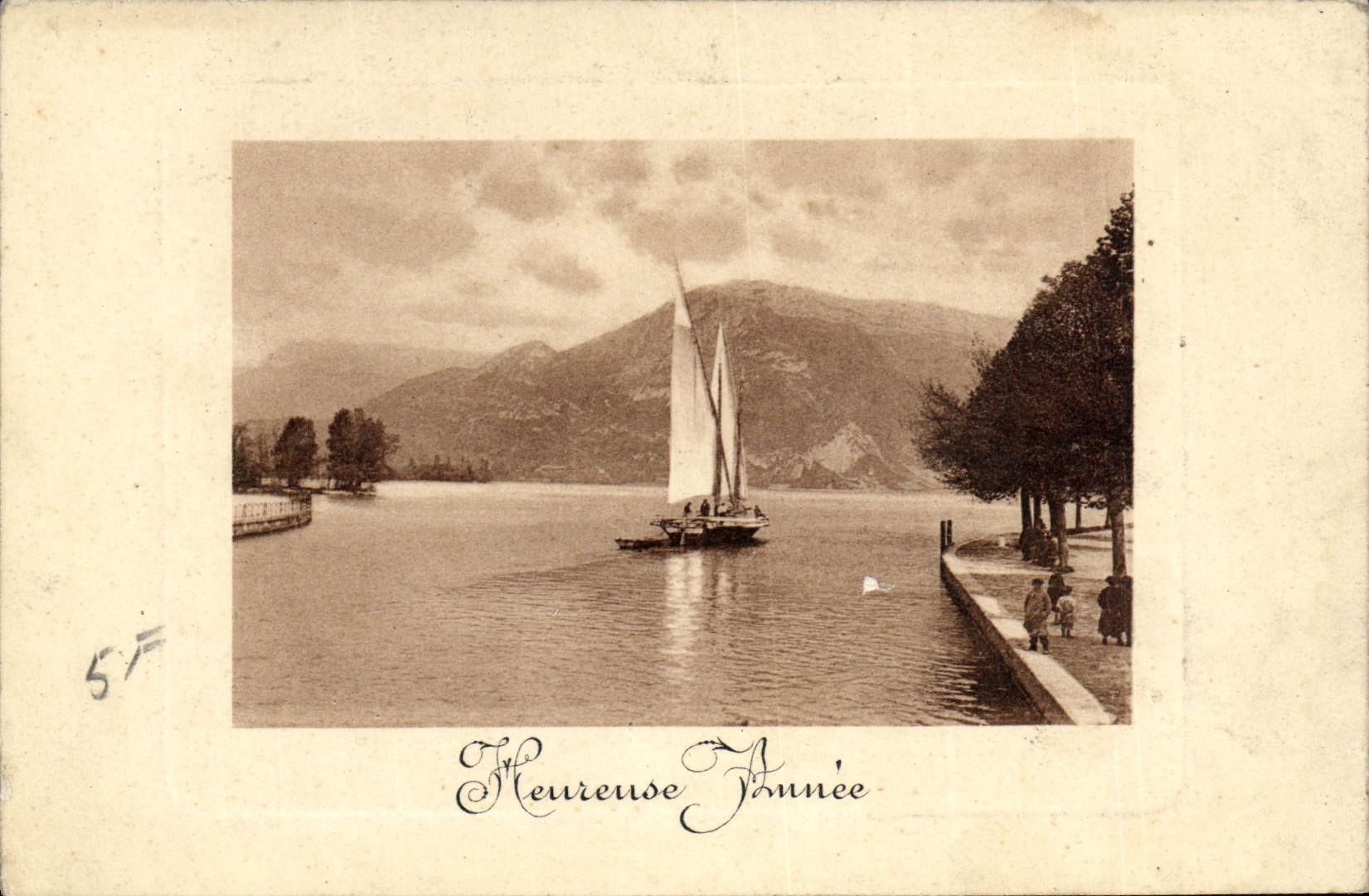 CPA Heureuse Annee Bateau