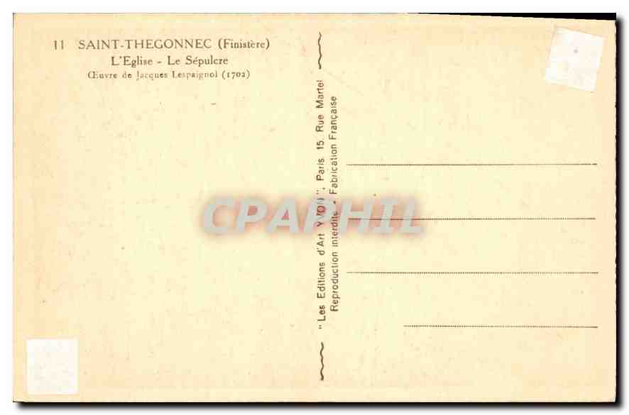 CPA Saint Thegonnec Finistere L'Eglise Le Sepulere  — Back