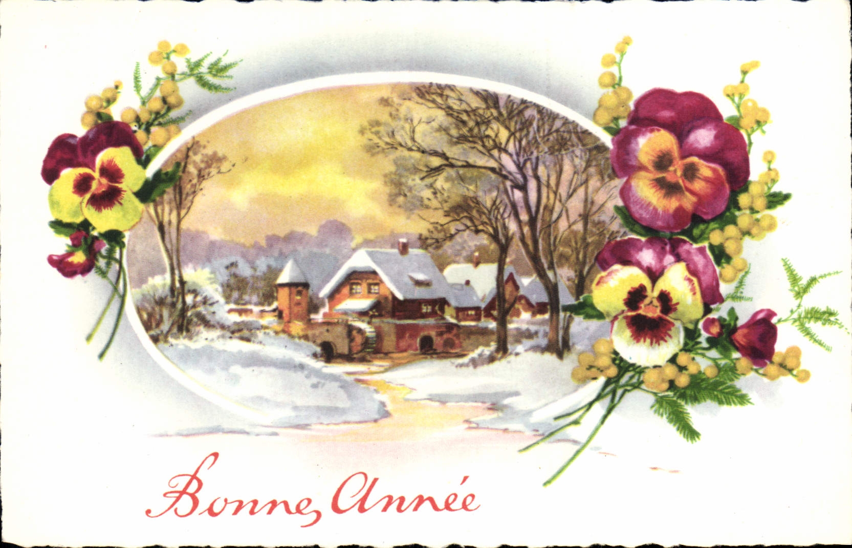 CPA Bonne Annee Fleurs
