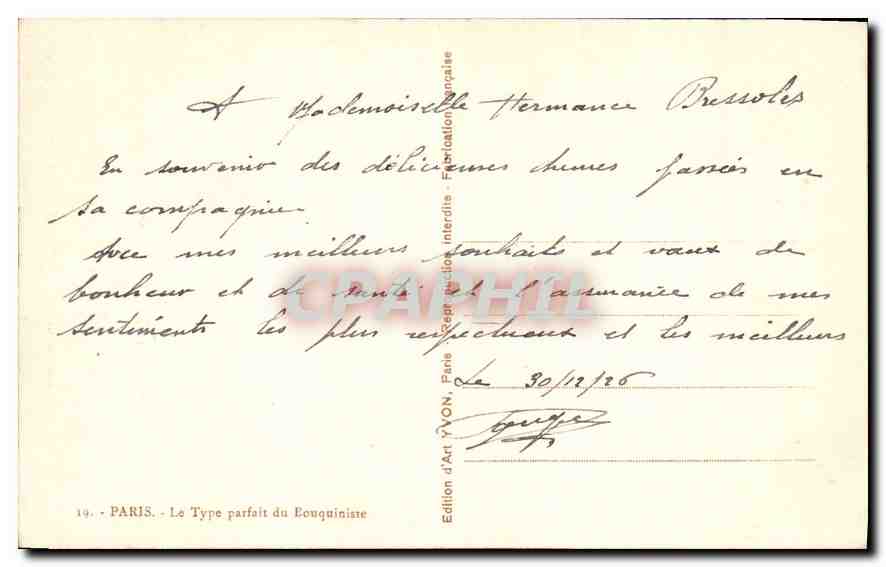 CPA Heureuse Annee Bouquinistes Paris Notre Dame — Verso