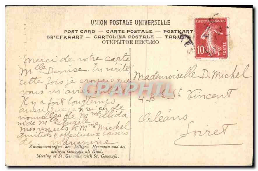 CPA Puvis de Chavannes Reucontre de Saint Germain et de Sainte Genevieve enfant  — Rückseite