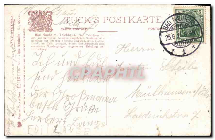CPA Bad Nauheim Teichhaus  — Rückseite