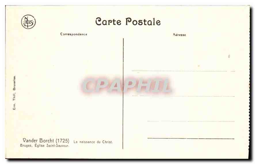 CPA Vander Borcht La Naissance du Christ Bruges Eglise Saint Sauveur  — Verso