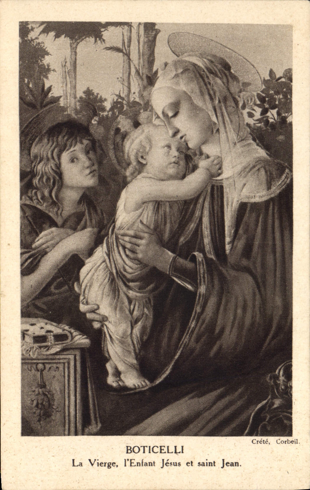 CPA Boticelli La Vierge l'Enfant Jesus et saint Jean 