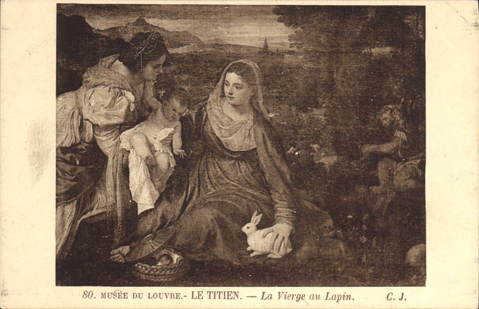CPA Musee du Louvre Le Titien La Vierge au Lapin 