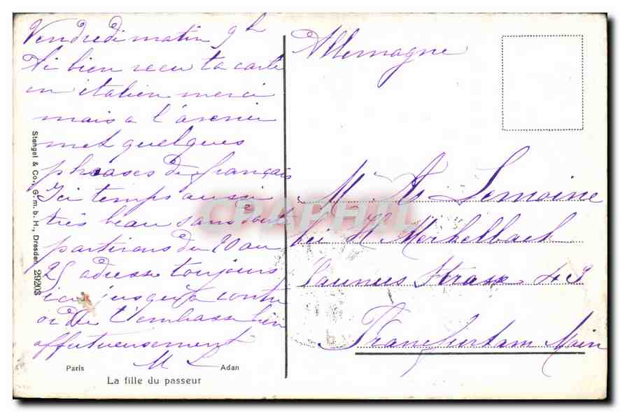 CPA Paris La Fille du Passeur  — Rückseite
