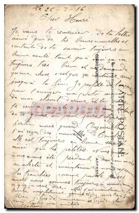 CARTE PHOTO soldat Cheval Militaria — Rückseite