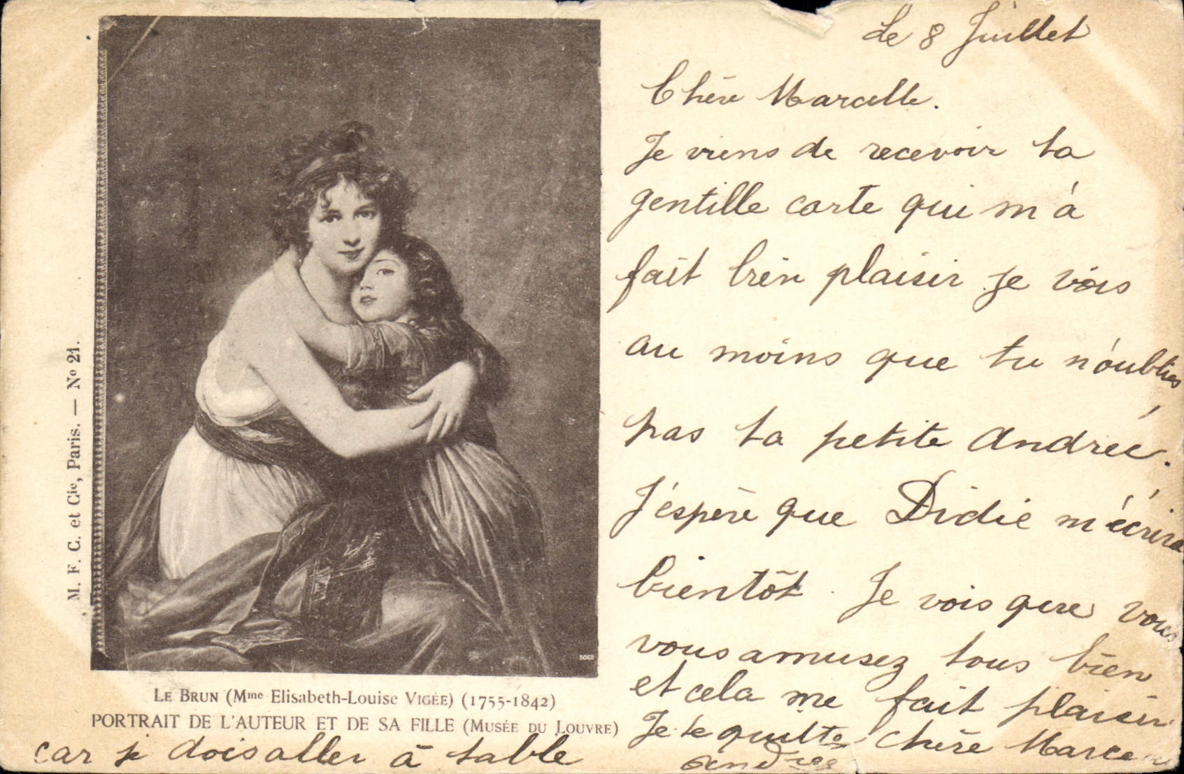 CPA Le Brun Mme Elisabeth Louise Vigee Portrait de L'Auteur et de sa Fille Musee du Louvre 