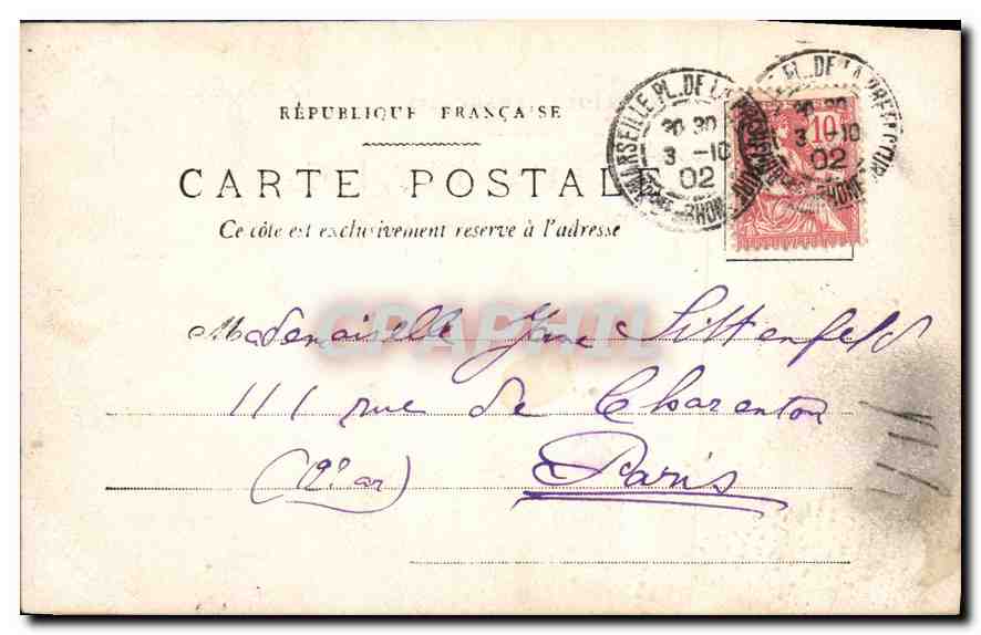 CARTE PHOTO Femme — Verso
