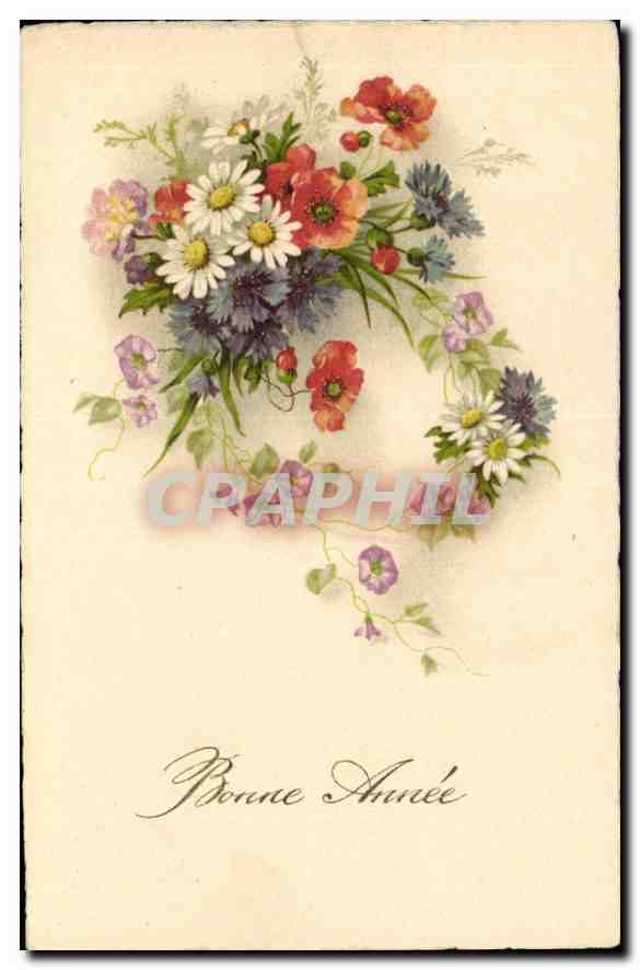 CPA Bonne Annee Fleurs